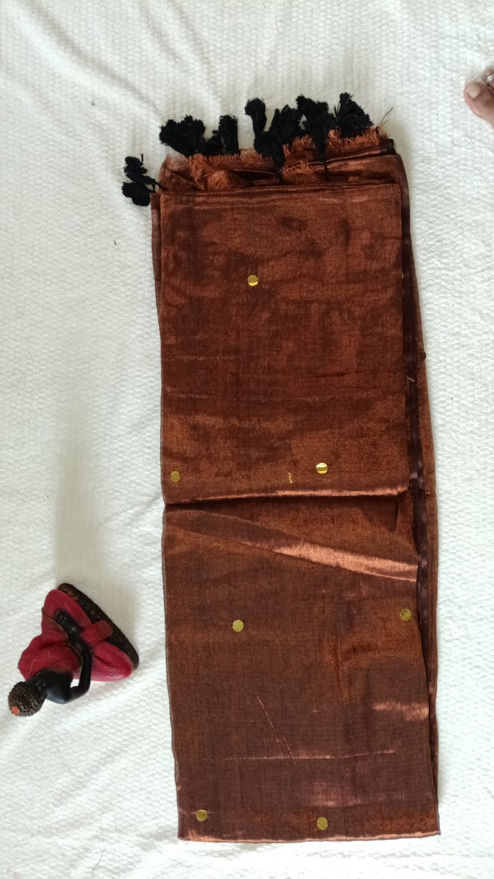 Brown Mul tissue saree