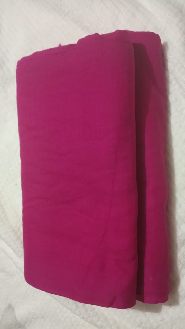 Pink plain khadi cotton saree
