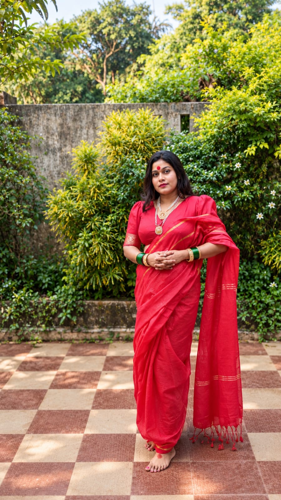 Red stripped modal cotton saree