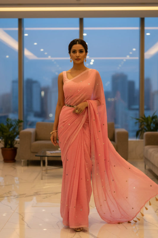baby pink ginnie saree