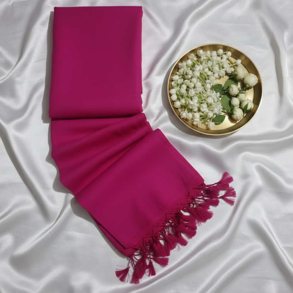 Pink plain khadi cotton saree