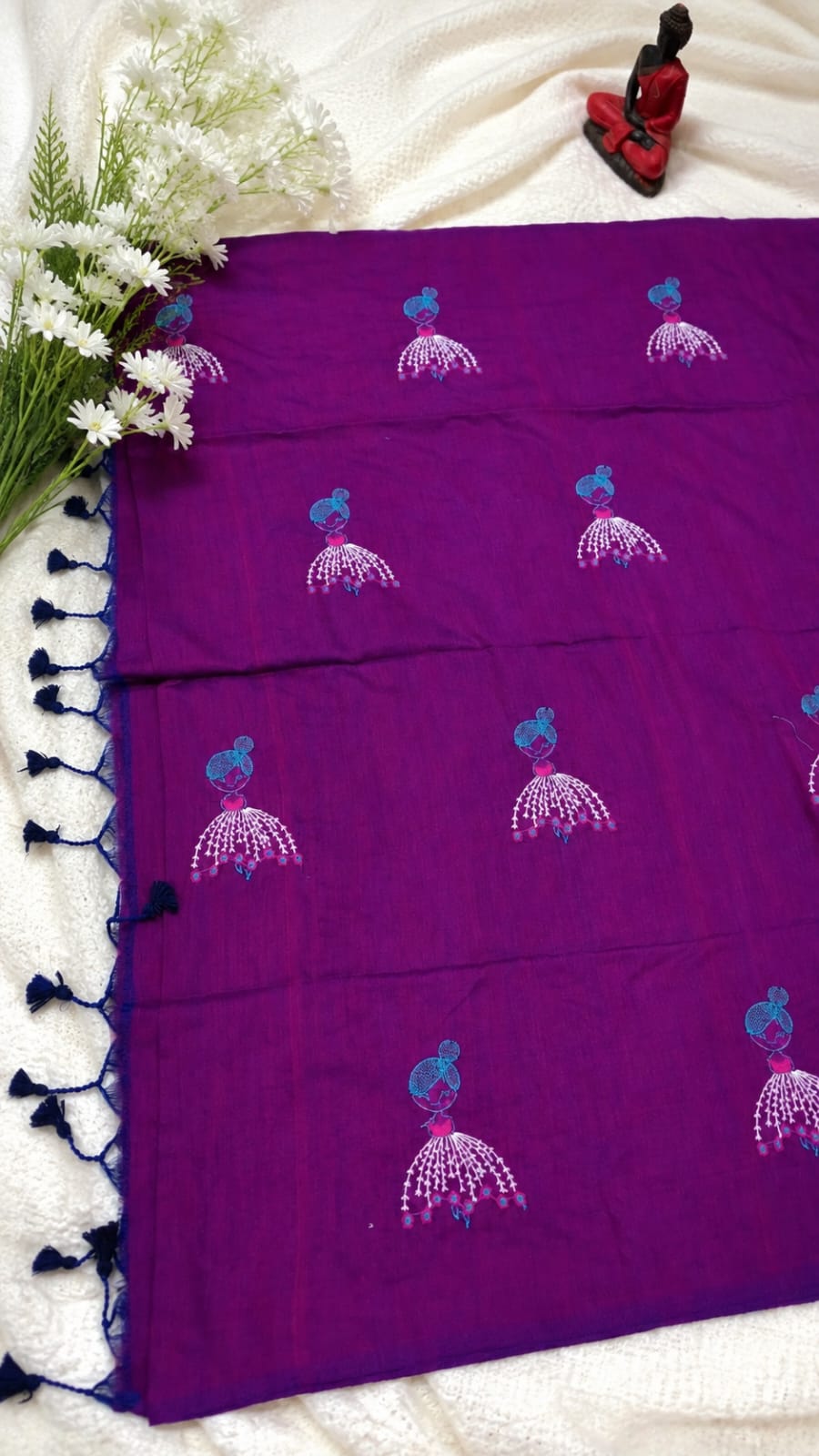 doll embroidered khadi cotton saree
