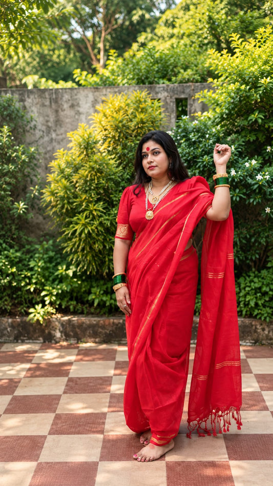 Red stripped modal cotton saree