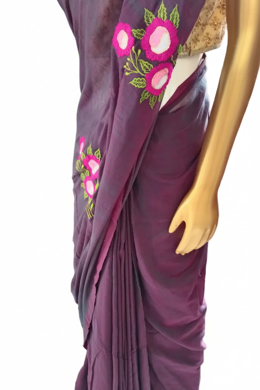 mul cotton embroidered saree