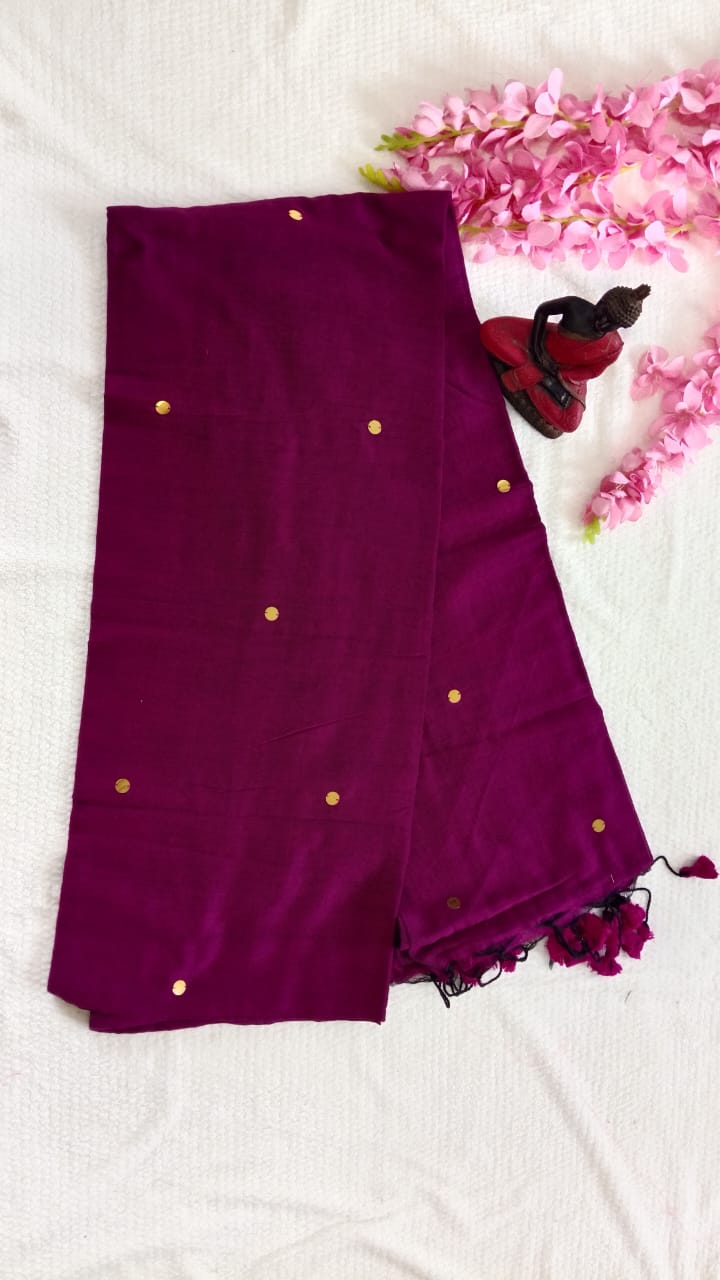 wine mul cotton saree