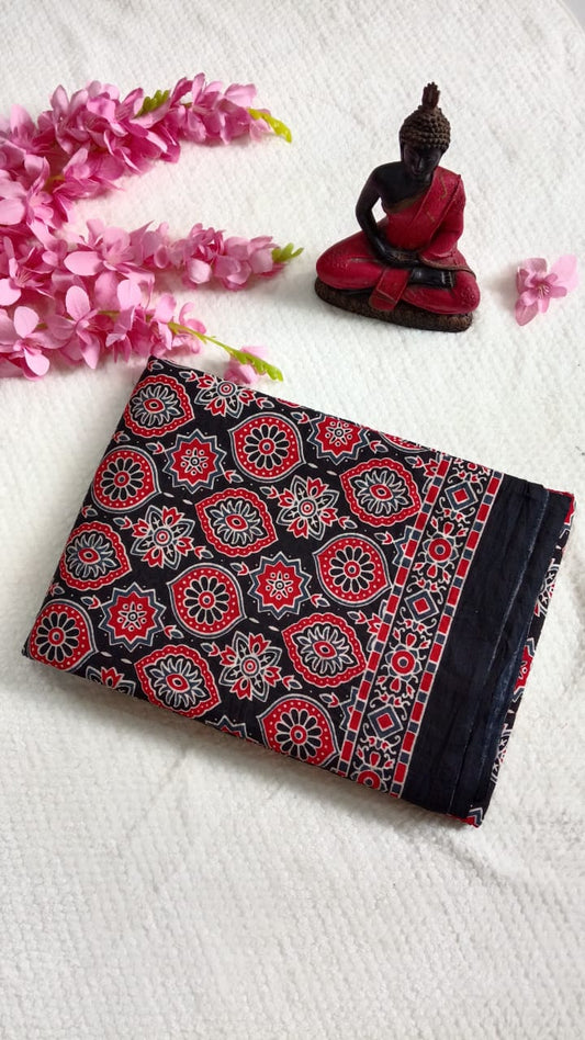 ajarakh print mul cotton saree