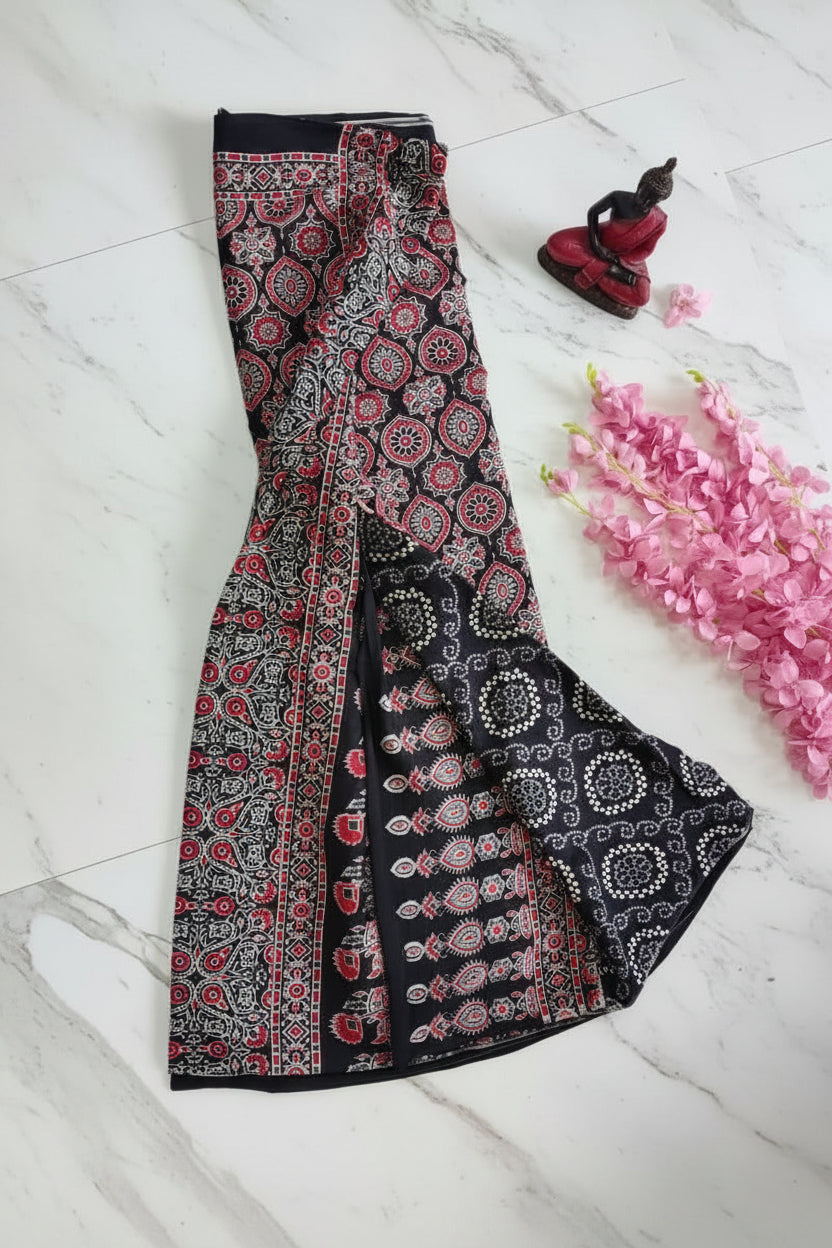 ajarakh print mul cotton saree