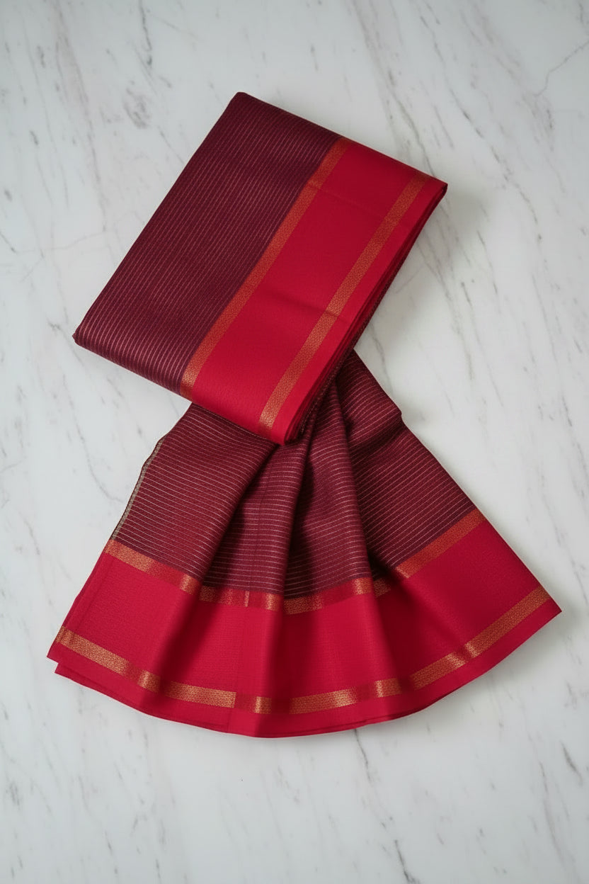 Maroon, Red khadi cotton saree