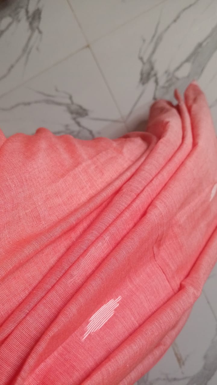Peach colour mul jamdhani cotton saree