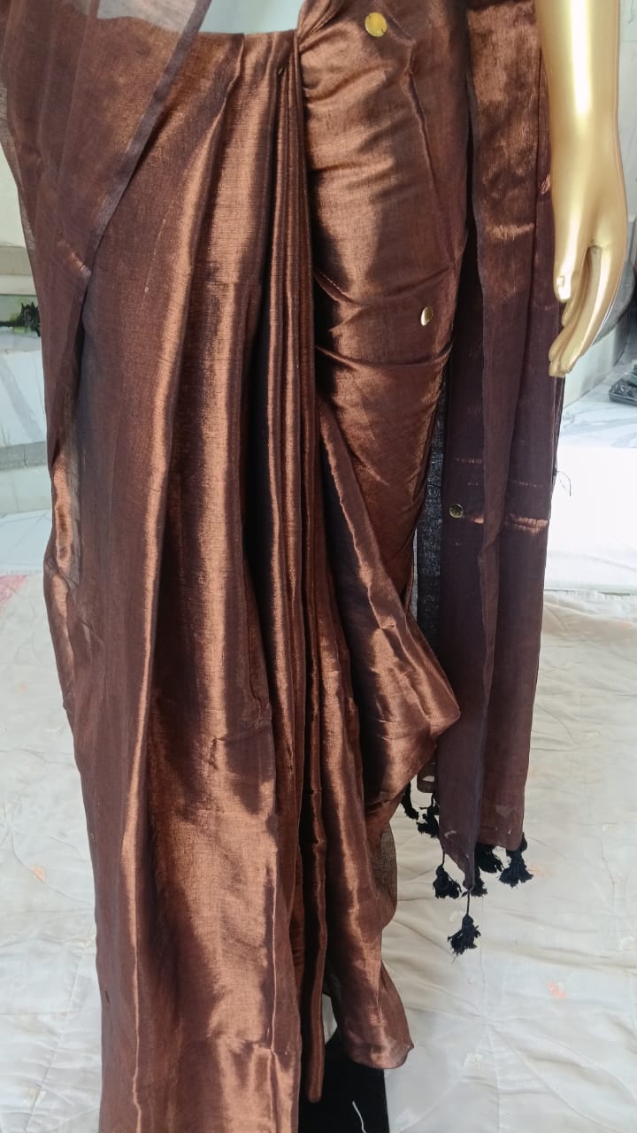 Brown Mul tissue saree