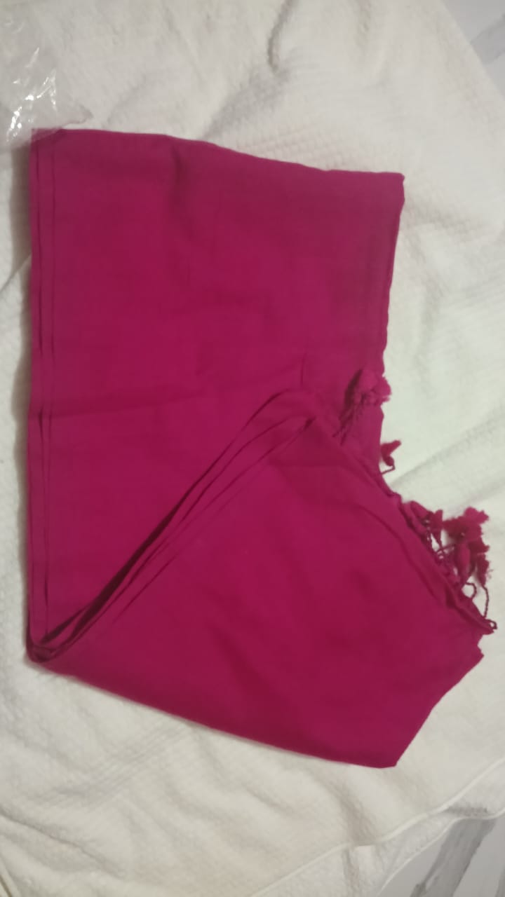 Pink plain khadi cotton saree