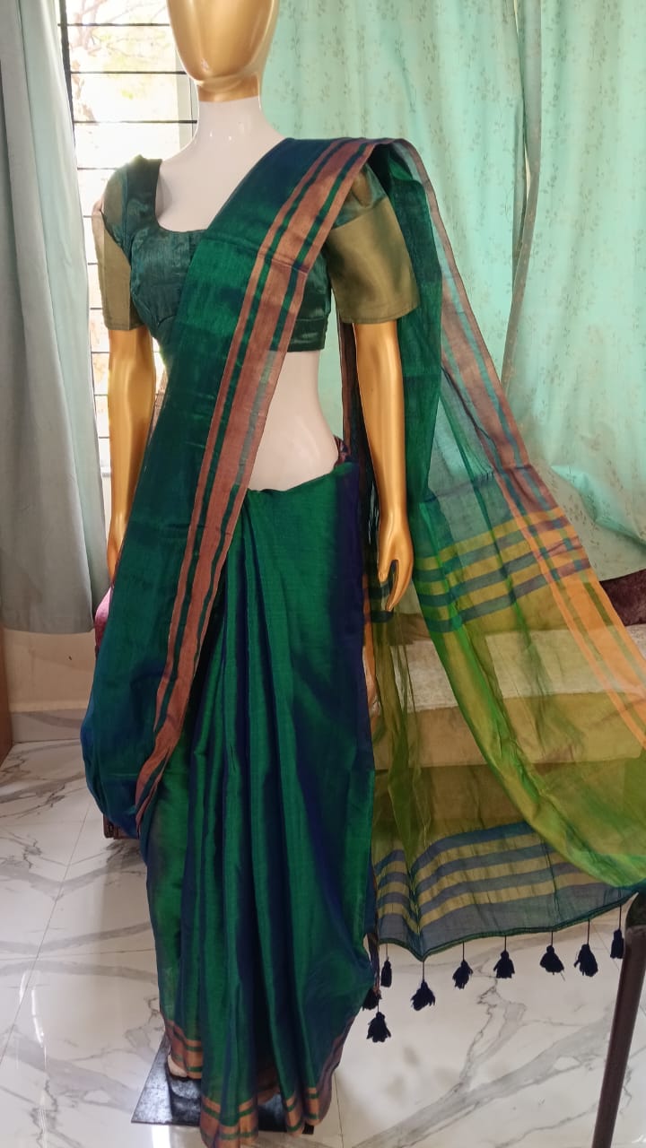 Green tissue sareee
